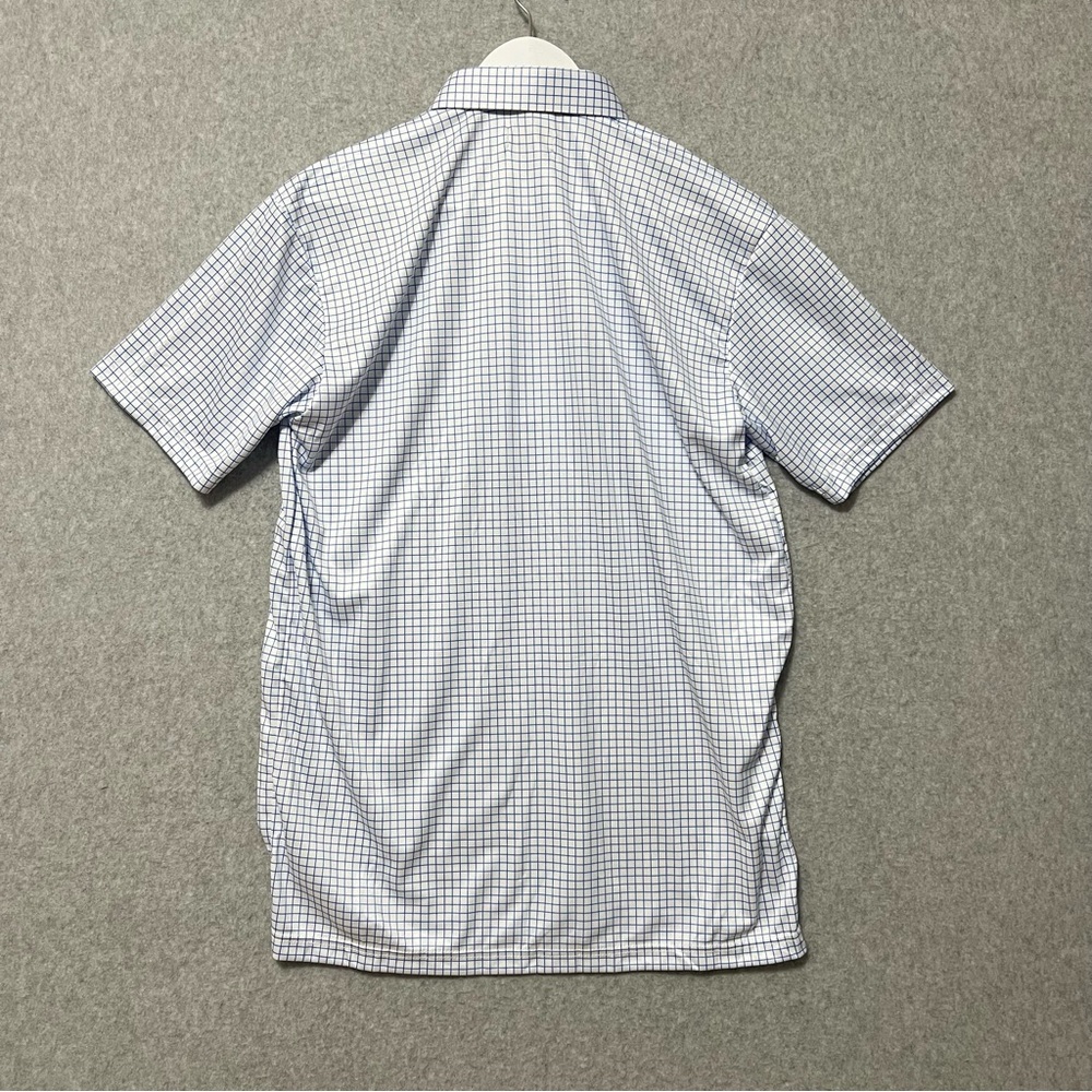 Collars & Co. Dress Collar Polo NWT Size Medium White Blue Check Short Sleeve - Picture 6 of 11